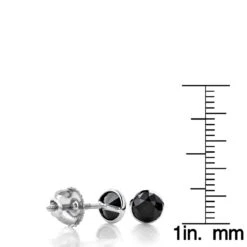 14K White Gold Solitaire Black Round Diamond Bezel Stud Earrings 1.5ct -Urban Jewels Shop 14k gold solitaire black round diamond bezel stud earrings 15ct rulerwh