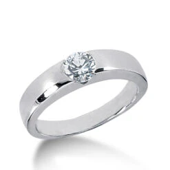 14K White Gold Solitaire Engagement Ring 0.35ct 3.9mm