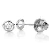 14K White Gold Solitaire Round Diamond Bezel Stud Earrings 0.75ct