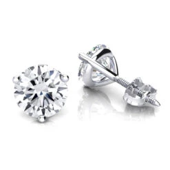 14K White Gold Solitaire Round Diamond Martini Stud Earrings 0.33ct