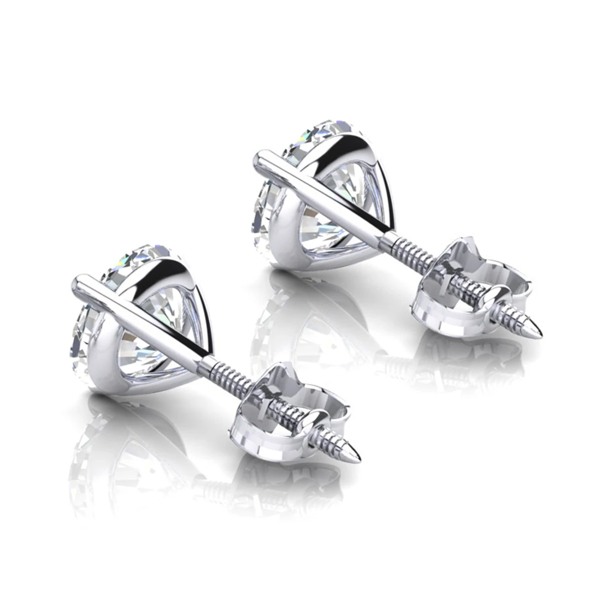 14K White Gold Solitaire Round Diamond Martini Stud Earrings 1.5ct 4 14K White Gold Solitaire Round Diamond Martini Stud Earrings 1.5ct - Image 4