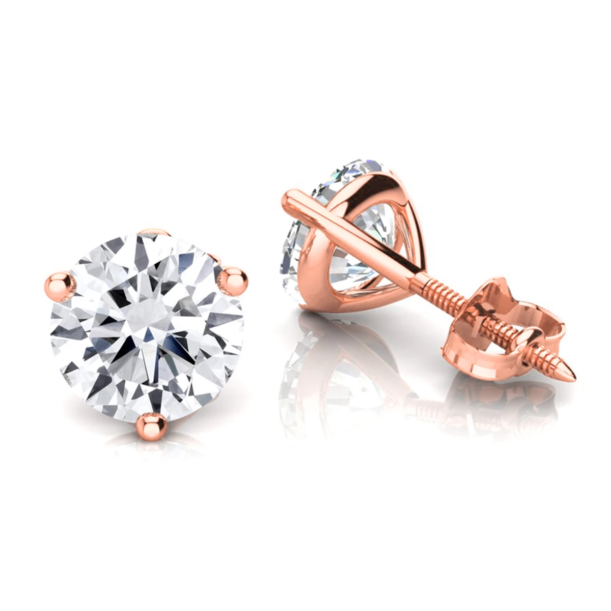 14K White Gold Solitaire Round Diamond Martini Stud Earrings 1.5ct 3 14K White Gold Solitaire Round Diamond Martini Stud Earrings 1.5ct - Image 3