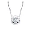 14K White Gold Solitaire Round Diamond Necklace Ladies Pendant With Chain 0.25ct