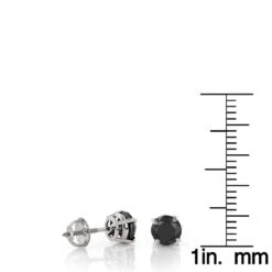 14K White Gold Stud Earrings With Prong Set Black Diamonds 1 Carat 5mm -Urban Jewels Shop 14k gold stud earrings with black diamonds 1 carat p 6054 rulerwh