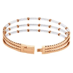 1.5 Carat Flexible Diamond Bangle Bracelet For Women Solid 14K Rose Gold 3 Row -Urban Jewels Shop 14k gold unique 3 row flexible diamond bangle bracelet for ladies 15 carat 018338 back rose