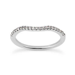 Ultra Thin 14K White Gold Unique Diamond Engagement Band 0.12ct 1.1mm
