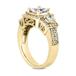 14K White Gold Unique Diamond Engagement Ring 0.94ct 4.2mm -Urban Jewels Shop 14k gold unique diamond engagement ring 094ct p 24081 back yellow 20220426