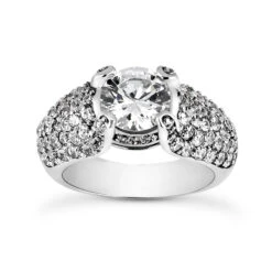 14K White Gold Unique Diamond Engagement Ring 1.54ct
