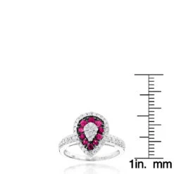 14K White Gold Unique Pear Shape Diamond And Ruby Women's Ring Drop Design 1tcw -Urban Jewels Shop 14k gold unique pear shape diamond and ruby womens ring drop design 1tcw rulerwh