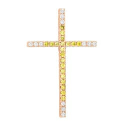 14K Yellow Gold White And Yellow Diamond Cross Pendant 0.72ct -Urban Jewels Shop 14k gold white and yellow diamond cross pendant 072ct p 6606 ro