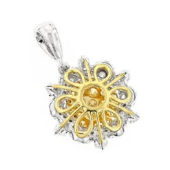 14K White Gold White And Yellow Diamond Ladies Flower Pendant 2.3ct -Urban Jewels Shop 14k gold white and yellow diamond ladies flower pendant 23ct backwh