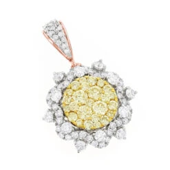 14K White Gold White And Yellow Diamond Ladies Flower Pendant 2.3ct -Urban Jewels Shop 14k gold white and yellow diamond ladies flower pendant 23ct ro
