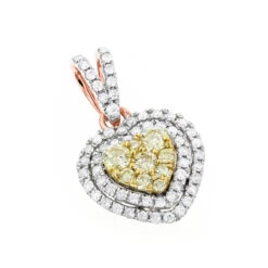 14K White Gold White And Yellow Diamonds Heart Pendant For Women 0.88ct -Urban Jewels Shop 14k gold white and yellow diamonds heart pendant for women 088ct ro