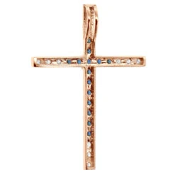 14K White Gold White Blue Diamond Cross Pendant 0.86ct -Urban Jewels Shop 14k gold white blue diamond cross pendant 086ct p 6607 back rose