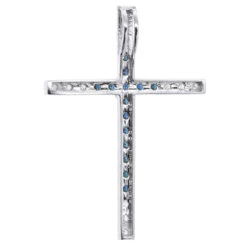 14K White Gold White Blue Diamond Cross Pendant 0.86ct -Urban Jewels Shop 14k gold white blue diamond cross pendant 086ct p 6607 back white