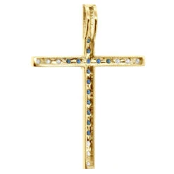 14K White Gold White Blue Diamond Cross Pendant 0.86ct -Urban Jewels Shop 14k gold white blue diamond cross pendant 086ct p 6607 back yellow
