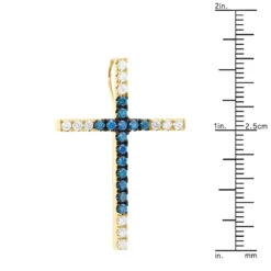 14K White Gold White Blue Diamond Cross Pendant 0.86ct -Urban Jewels Shop 14k gold white blue diamond cross pendant 086ct p 6607 ruler yellow