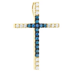 14K White Gold White Blue Diamond Cross Pendant 0.86ct -Urban Jewels Shop 14k gold white blue diamond cross pendant 086ct p 6607 yellow