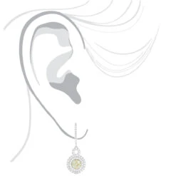 14K White Gold White Yellow Diamond Cluster Fashion Ladies Drop Earrings 1.45ct -Urban Jewels Shop 14k gold white yellow diamond cluster fashion ladies drop earrings 145ct bod