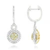 14K White Gold White Yellow Diamond Cluster Fashion Ladies Drop Earrings 1.45ct