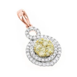 14K White Gold White Yellow Diamond Round Pendant For Women 1.15ct -Urban Jewels Shop 14k gold white yellow diamond round pendant for women 115ct ro