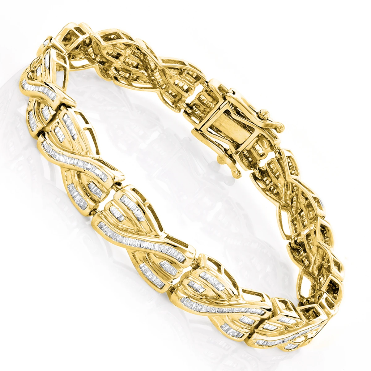 14K Yellow Gold Women's Baguette Diamond Bracelet 4 Ct 1 14K Yellow Gold Women's Baguette Diamond Bracelet 4 Ct