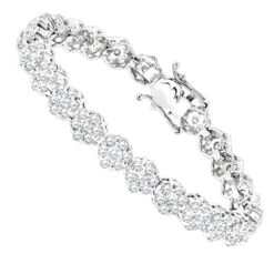 14K White Gold Women's Diamond Cluster Tennis Bracelet 8.25ct