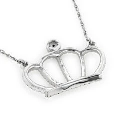 14K Yellow Gold Women's Diamond Crown Pendant Necklace 0.15ct -Urban Jewels Shop 14k gold womens diamond crown pendant necklace 018ct backwh