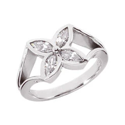 14K White Gold Women's Diamond Ring 0.60ct 9.7mm