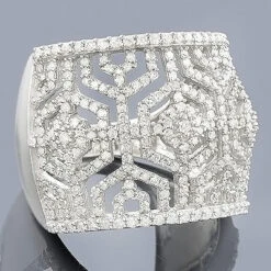 14K White Gold Women's Pave Diamond Ring 1.35ct