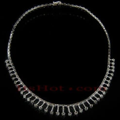 14K White Gold Women's Round Diamond Necklace 4.44ct -Urban Jewels Shop 14k gold womens round diamond necklace 444ct p 269back