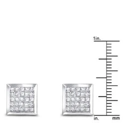 14K White Gold Invisible Set Princess Diamond Stud Earrings 0.55ct -Urban Jewels Shop 14k invisible set princess diamond stud earrings 060ct p 6163 rulerwh