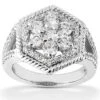 14K White Gold Ladies Cluster Diamond Ring 0.81ct