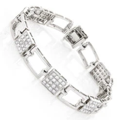 14K White Gold Ladies Diamond Bracelet 2.98ct