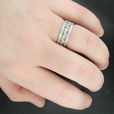 Unique Delicate Bands 14K White Gold Ladies Designer Diamond Ring 0.96ct 3 Unique Delicate Bands 14K White Gold Ladies Designer Diamond Ring 0.96ct - Image 3