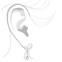 14K White Gold Lemon Quartz Diamond Bow Earrings 1.23ct -Urban Jewels Shop 14k lemon quartz diamond bow earrings 123ct p 22346 body white