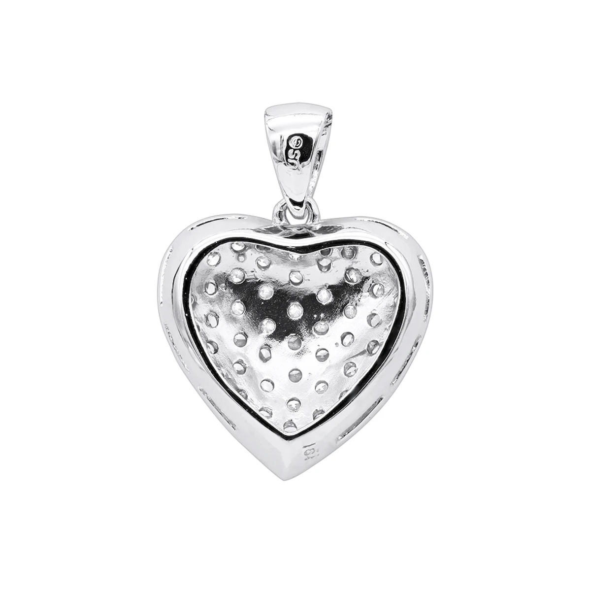 Large 14K White Gold Pave Diamond Heart Pendant 4 Carats 4 Large 14K White Gold Pave Diamond Heart Pendant 4 Carats - Image 4