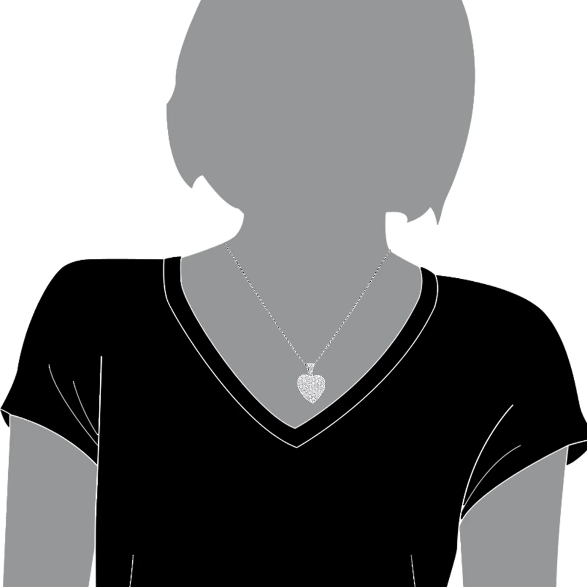 Large 14K White Gold Pave Diamond Heart Pendant 4 Carats 7 Large 14K White Gold Pave Diamond Heart Pendant 4 Carats - Image 7