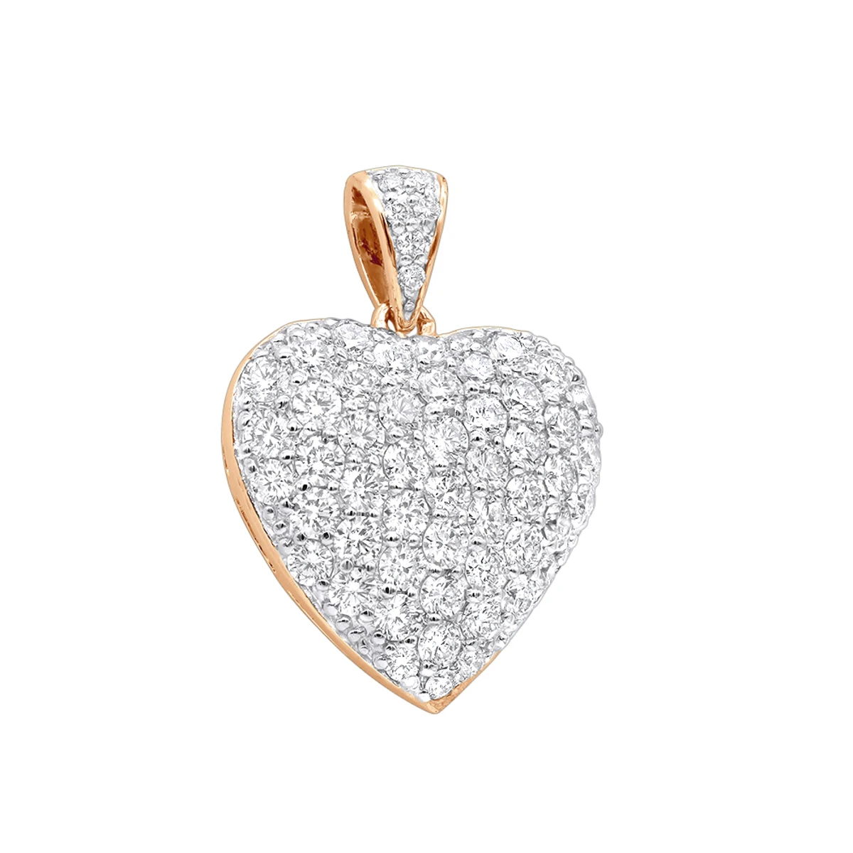 Large 14K White Gold Pave Diamond Heart Pendant 4 Carats 3 Large 14K White Gold Pave Diamond Heart Pendant 4 Carats - Image 3