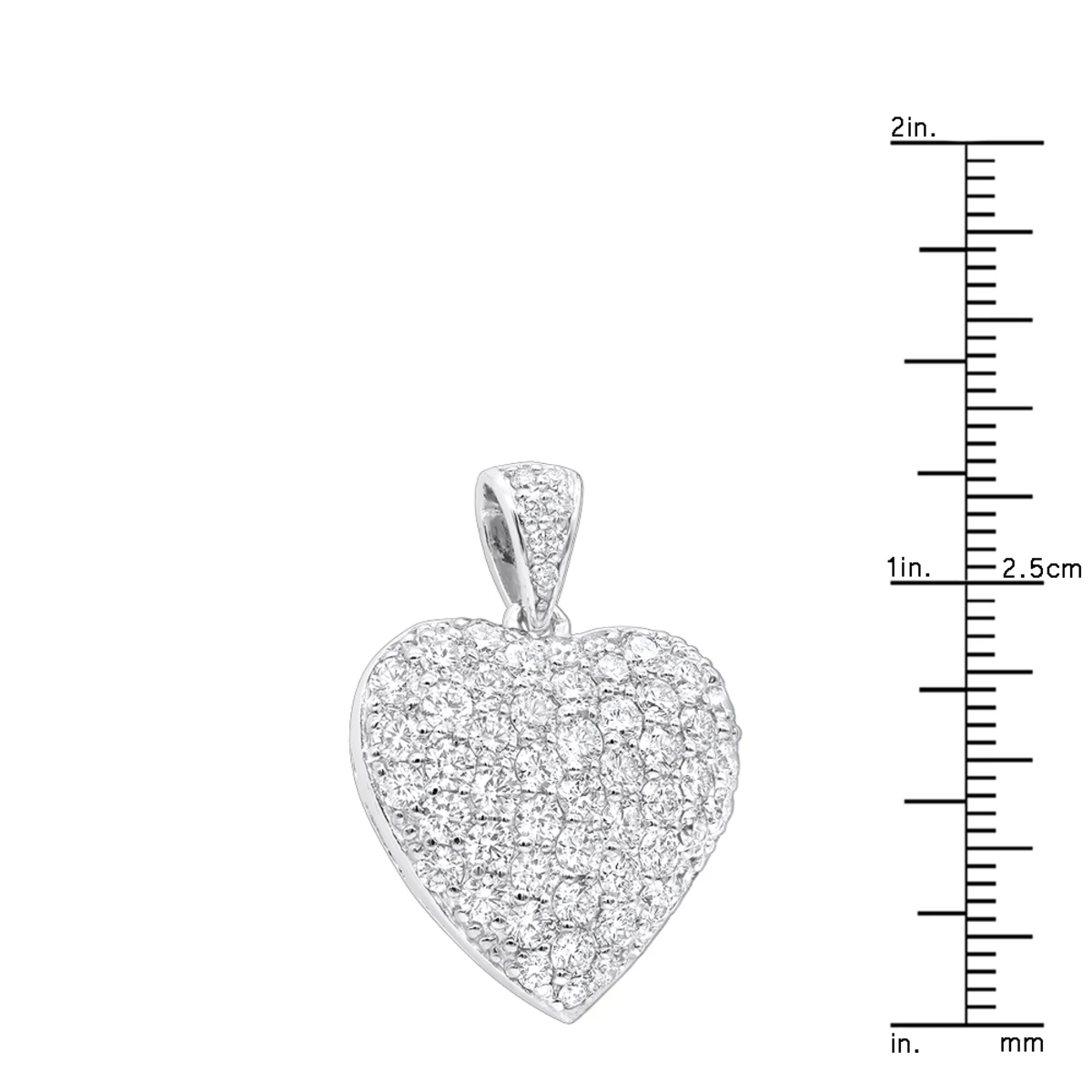 Large 14K White Gold Pave Diamond Heart Pendant 4 Carats 8 Large 14K White Gold Pave Diamond Heart Pendant 4 Carats - Image 8