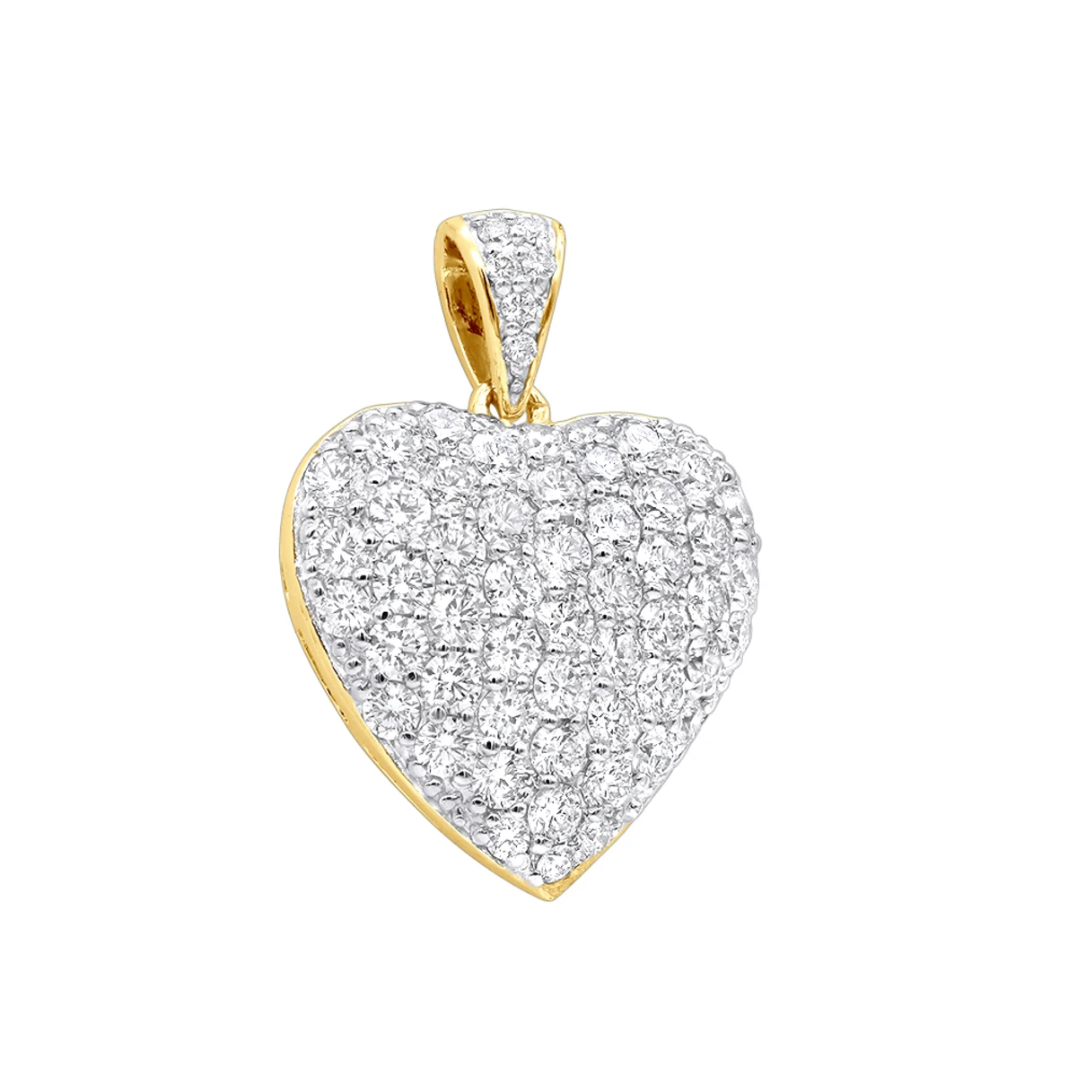 Large 14K White Gold Pave Diamond Heart Pendant 4 Carats 2 Large 14K White Gold Pave Diamond Heart Pendant 4 Carats - Image 2