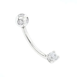 Pure 14K White Gold Belly Ring With Diamonds 0.33ct