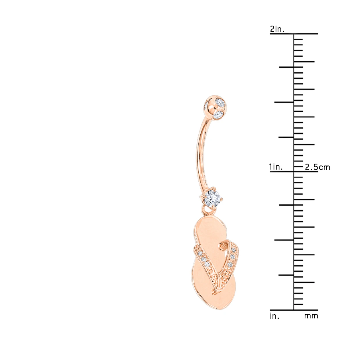 Pure 14K Rose Gold Diamond Flip Flop Belly Ring 0.33ct 5 Pure 14K Rose Gold Diamond Flip Flop Belly Ring 0.33ct - Image 5