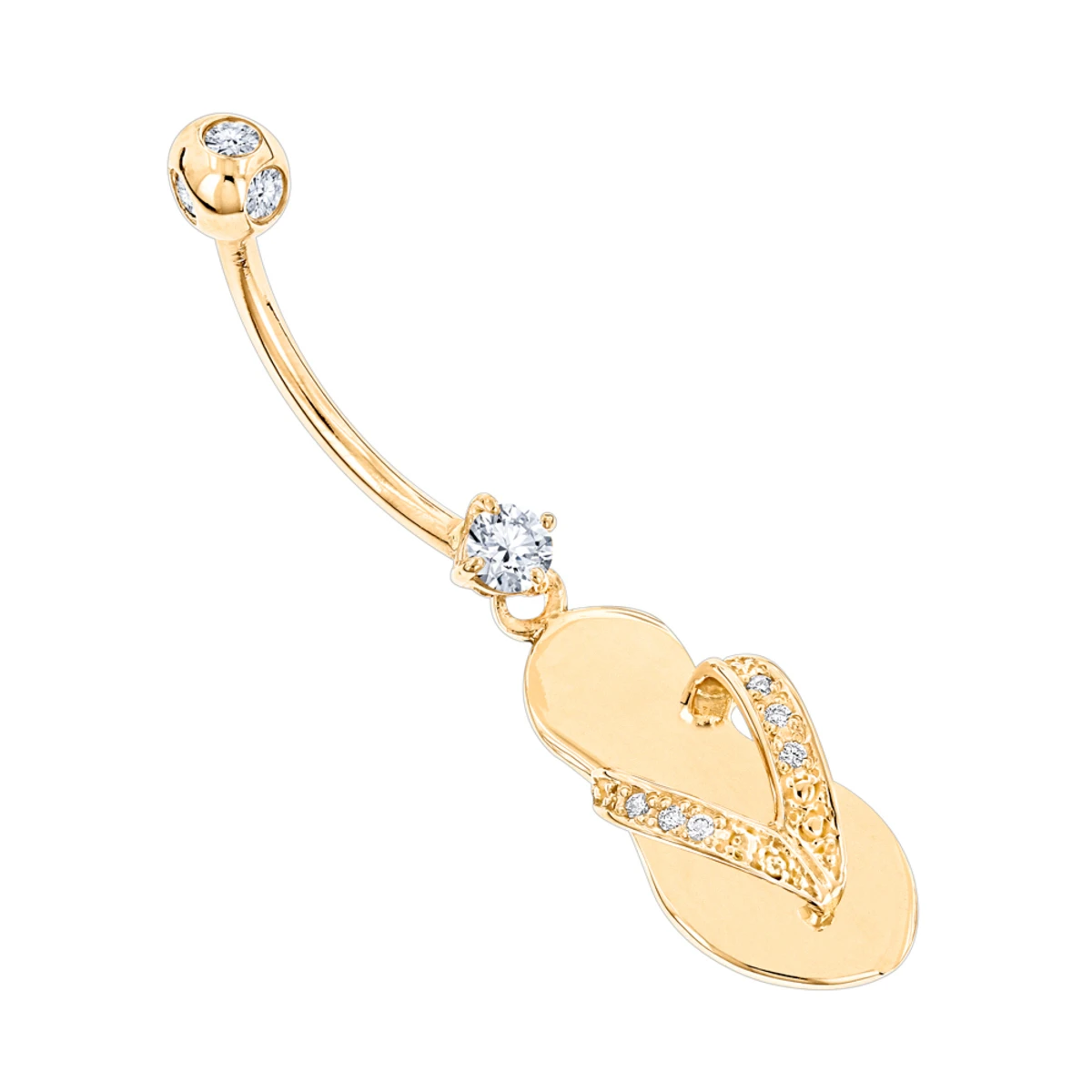 Pure 14K Rose Gold Diamond Flip Flop Belly Ring 0.33ct 3 Pure 14K Rose Gold Diamond Flip Flop Belly Ring 0.33ct - Image 3