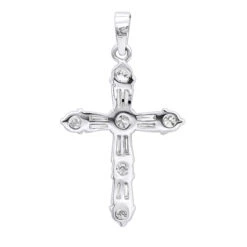 14K White Gold Round Diamond Cross Pendant 1.85ct -Urban Jewels Shop 14k round diamond cross pendant 185ct p 35135 backwh