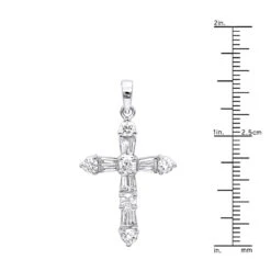 14K White Gold Round Diamond Cross Pendant 1.85ct -Urban Jewels Shop 14k round diamond cross pendant 185ct p 35135 rulerwh