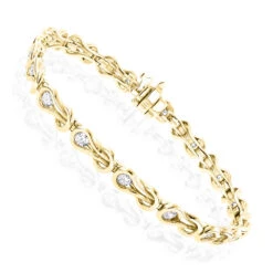 14K White Gold Round Diamond Love Knots Tennis Bracelet 2 Carat -Urban Jewels Shop 14k round diamond knots tennis bracelet 198ct p 22482 ye