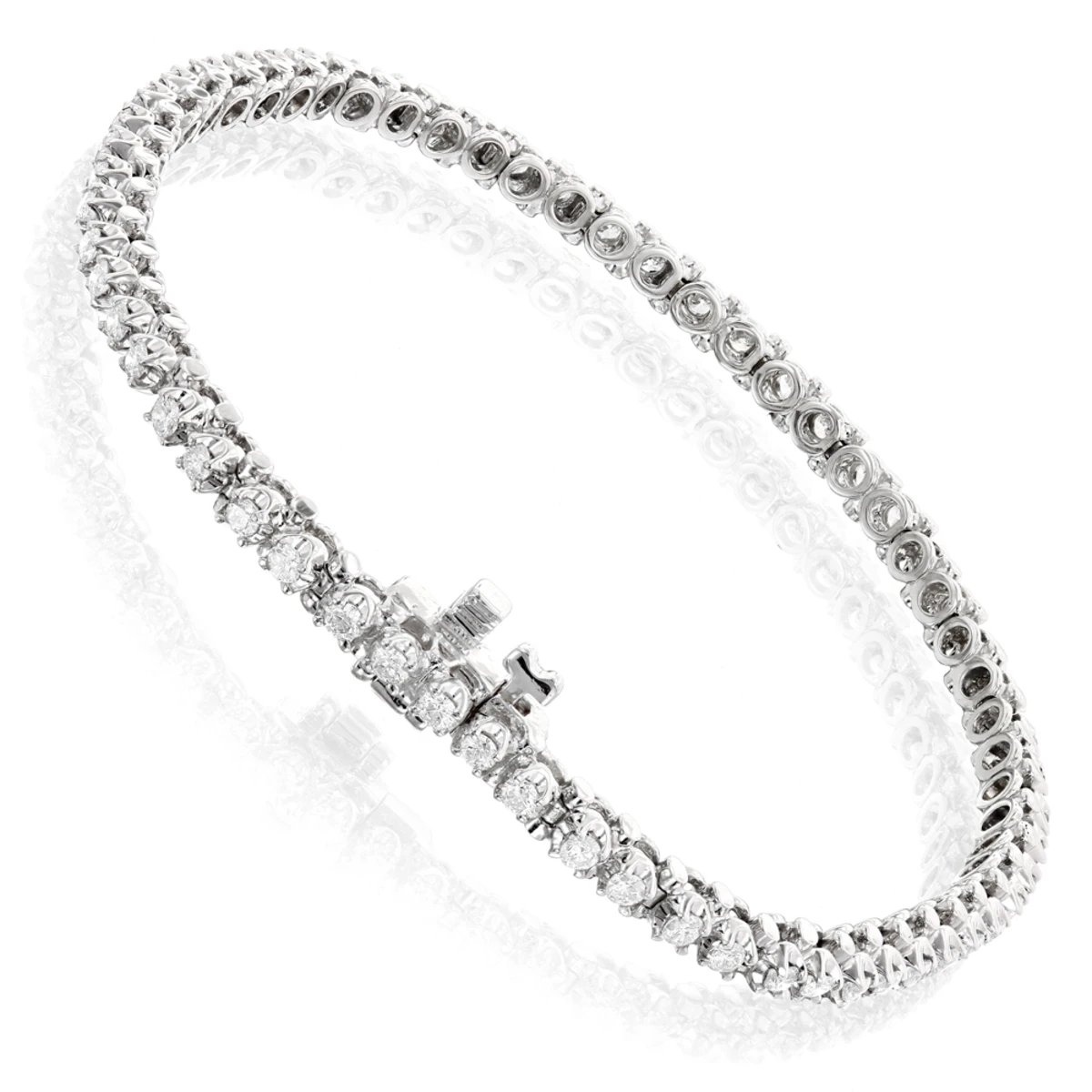 Round Diamond Women's Tennis Bracelet 14K White Gold 1 1/2ct 4 Round Diamond Women's Tennis Bracelet 14K White Gold 1 1/2ct - Image 4