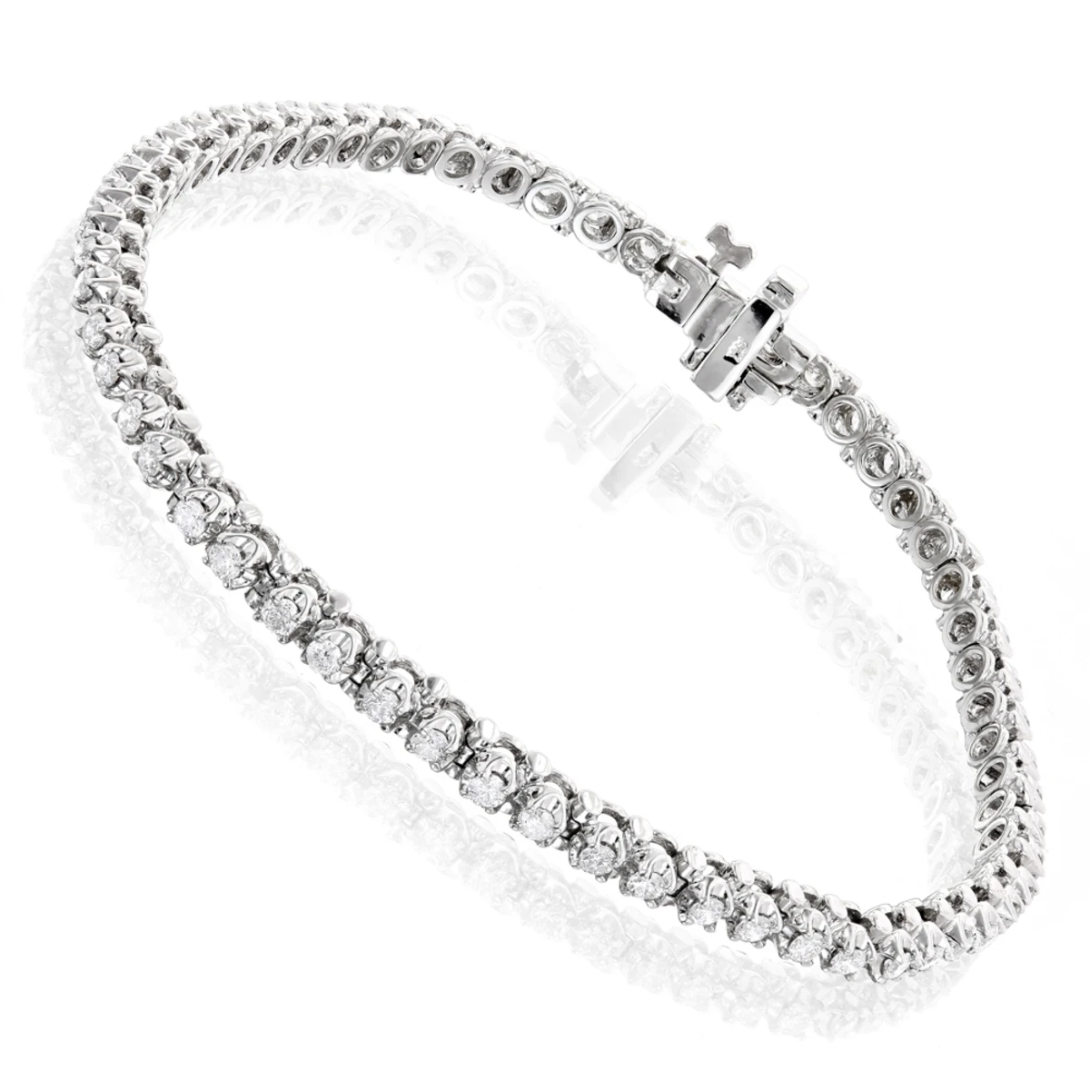 Round Diamond Women's Tennis Bracelet 14K White Gold 1 1/2ct 1 Round Diamond Women's Tennis Bracelet 14K White Gold 1 1/2ct