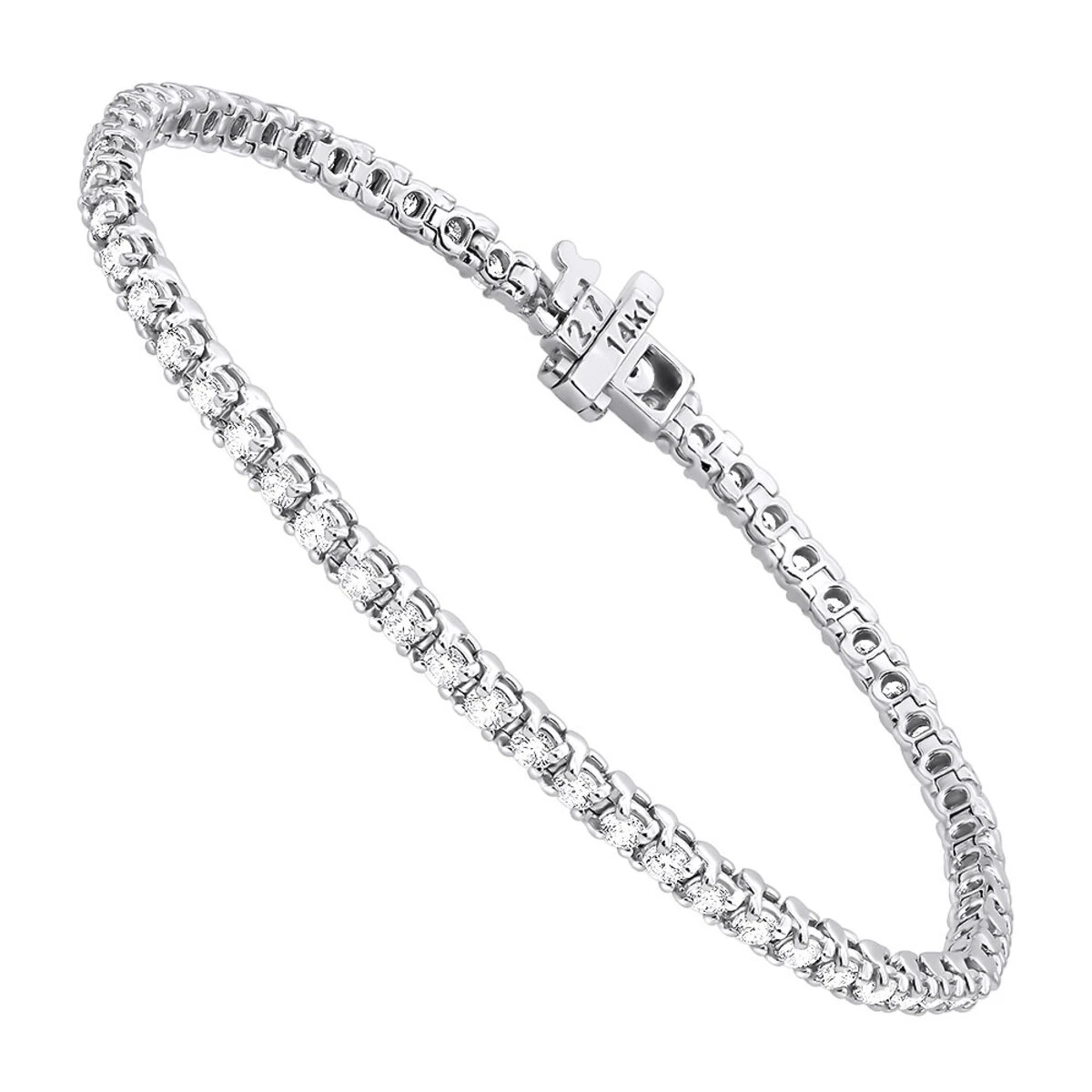 14K White Gold Round Diamond Tennis Bracelet For Women 3.55ct With 4 Prong Setting 1 14K White Gold Round Diamond Tennis Bracelet For Women 3.55ct With 4 Prong Setting